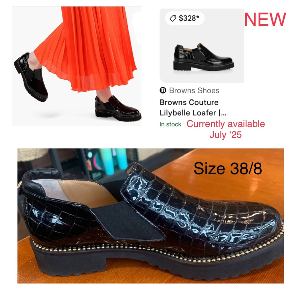 NEW! ⭐️ BROWNS Couture Black LEATHER Loafers ULTRA LIGHT - Picture 3 of 15